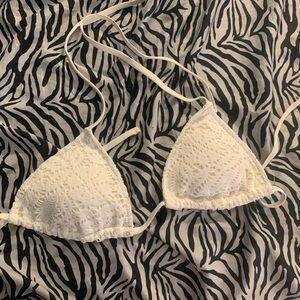 Aerie white/cream crochet triangle bikini top